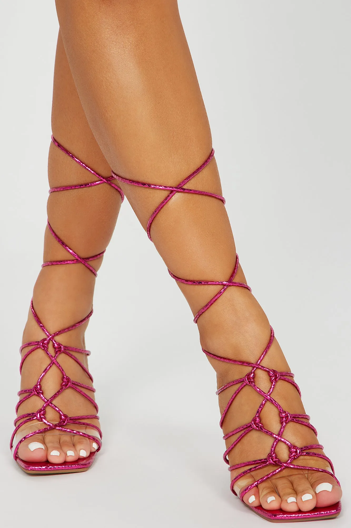 Always In Style Wrap Up Heels - Fuchsia
