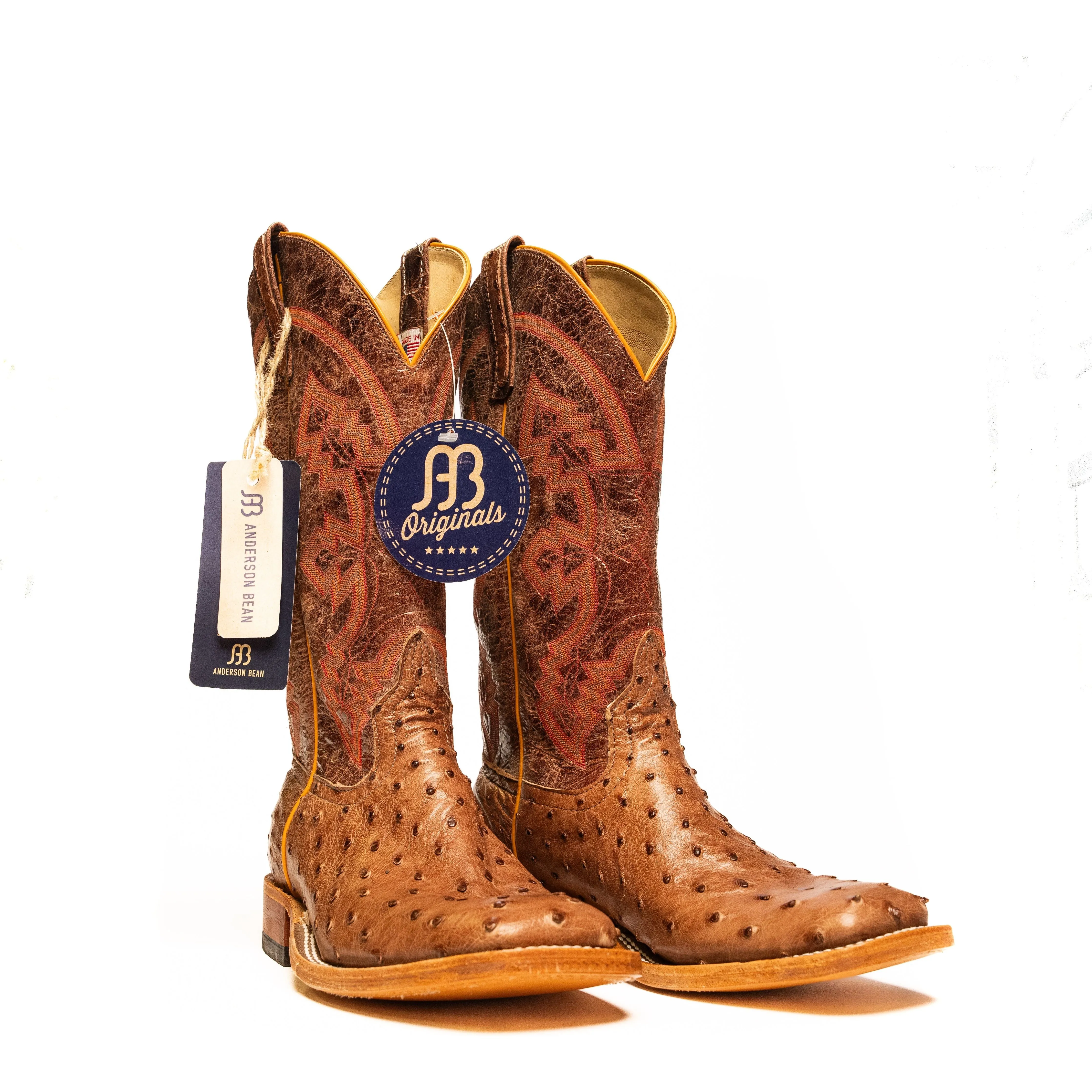 Anderson Bean Rust Brown Full Quill Ostrich with Chocolate Volcano Top S1099
