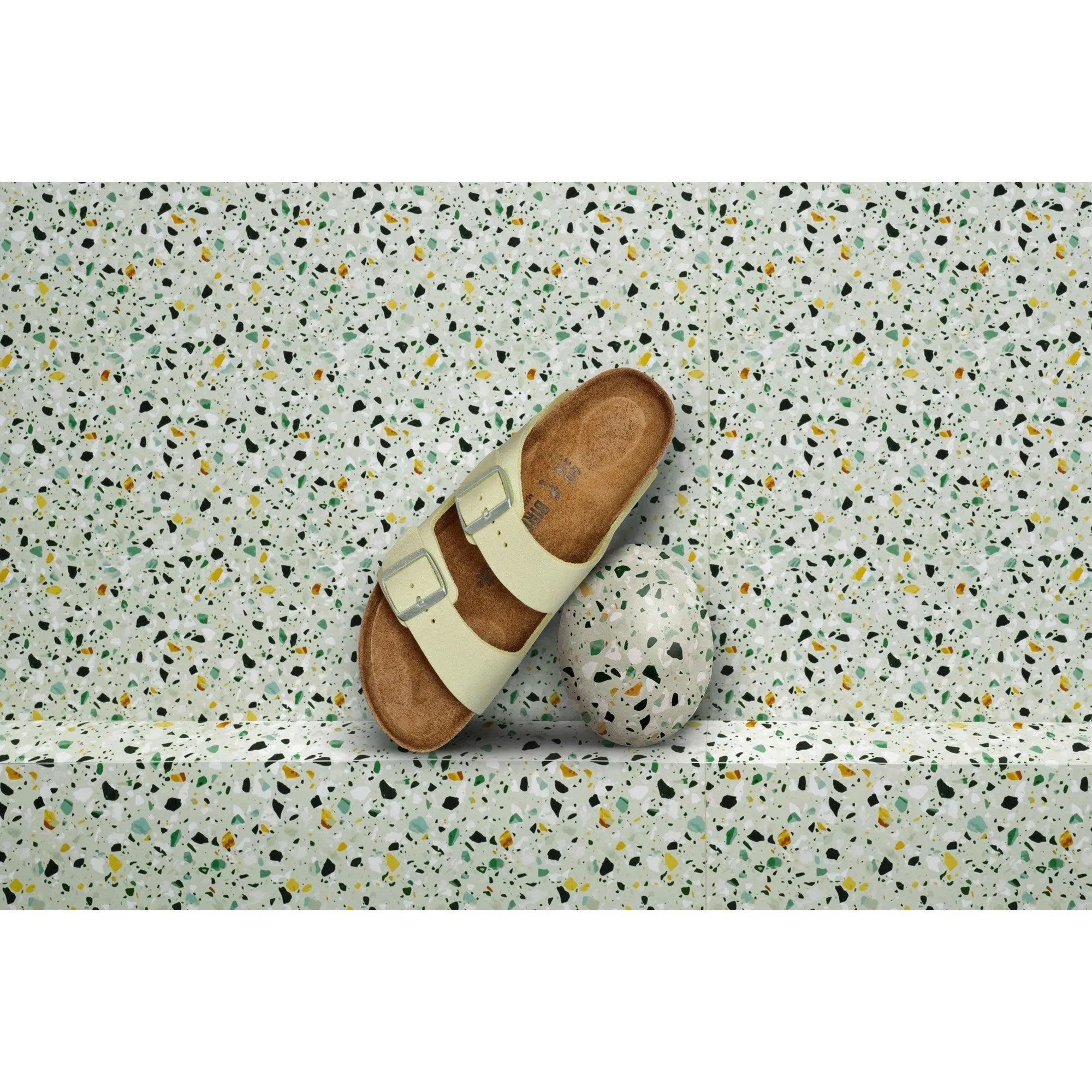Birkenstock Arizona Leather Ladies Narrow Faded Lime Nubuck Arch Support Buckle Sandals