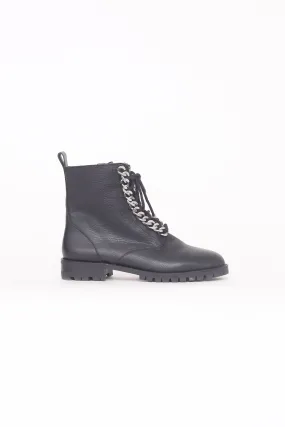 Black Chain Laceup Boot
