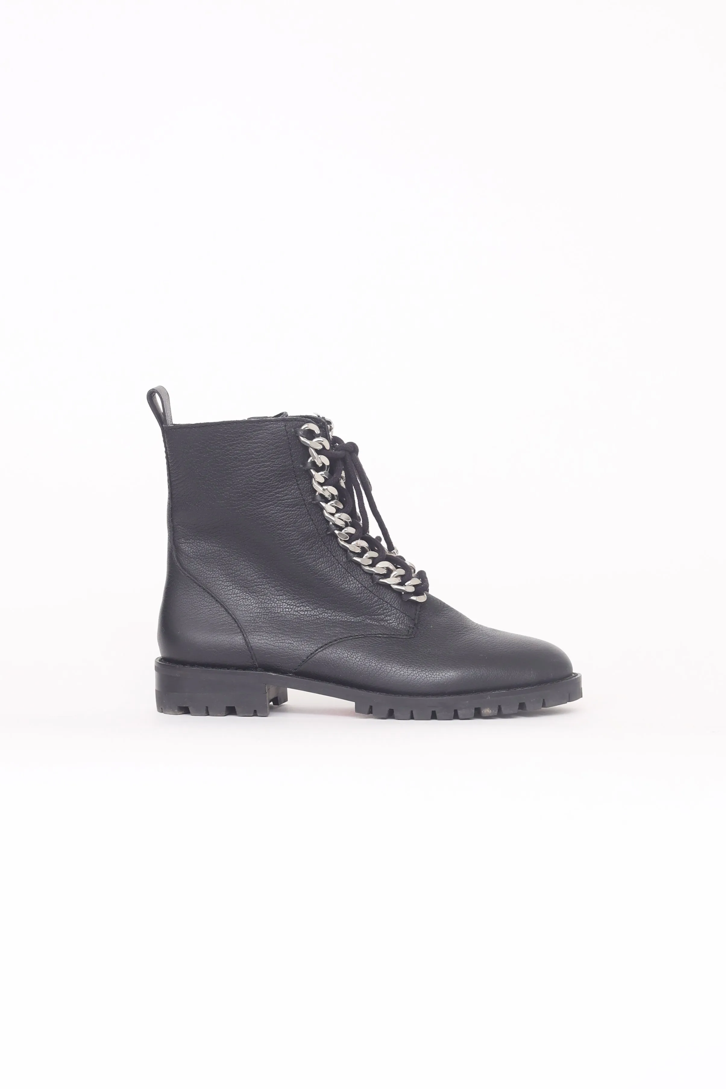 Black Chain Laceup Boot
