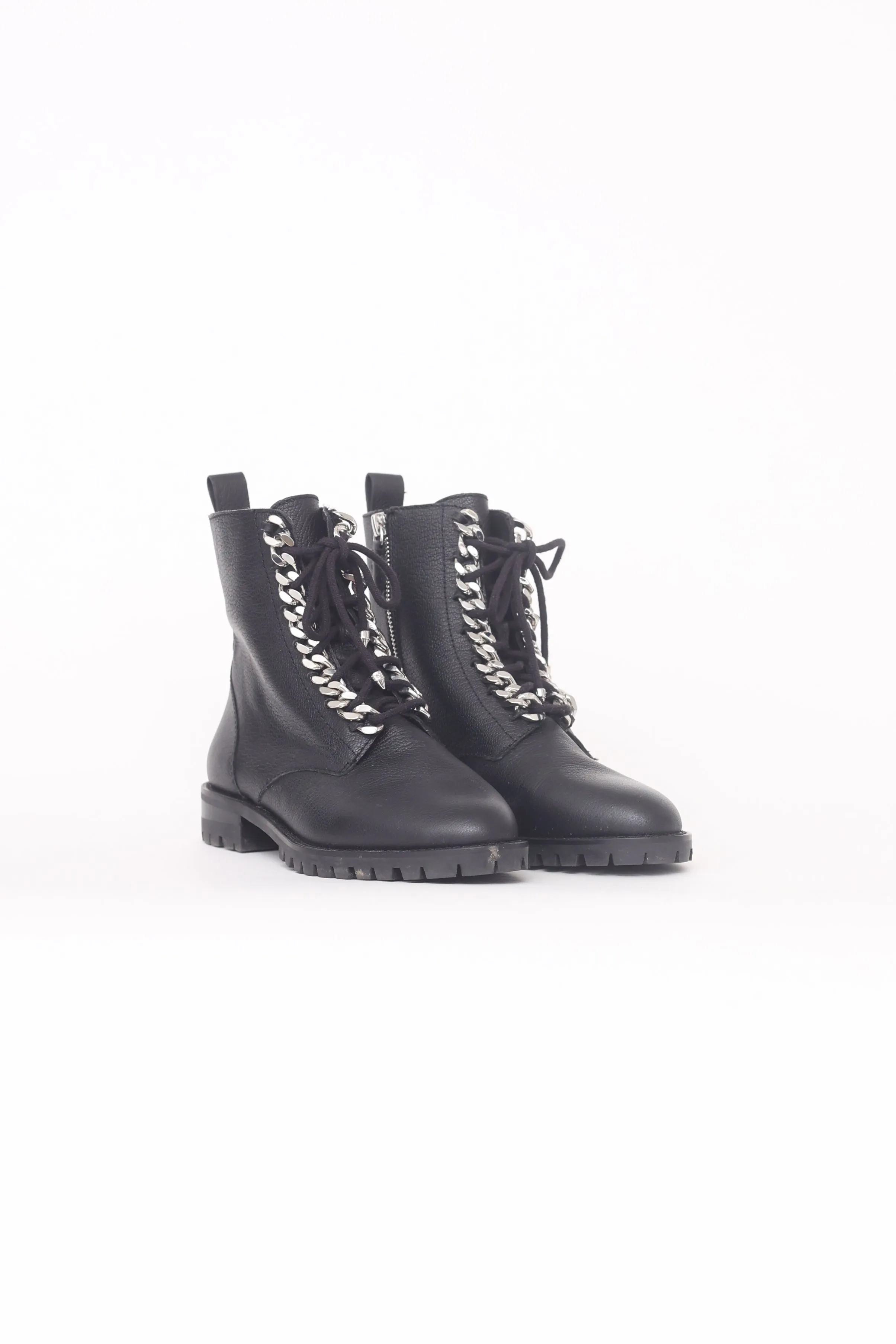 Black Chain Laceup Boot