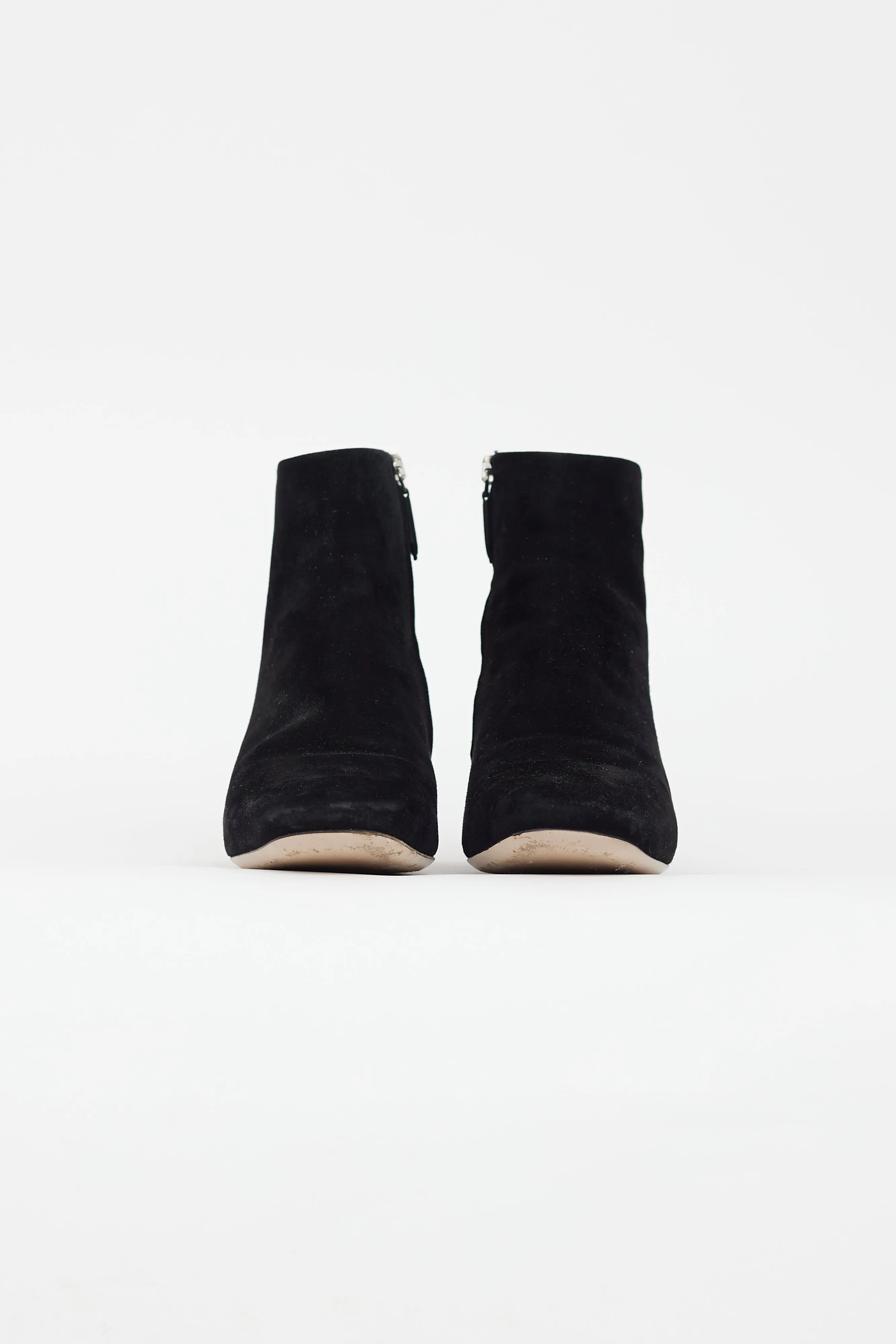 Black Suede & Crystal Embellished Heel Boot