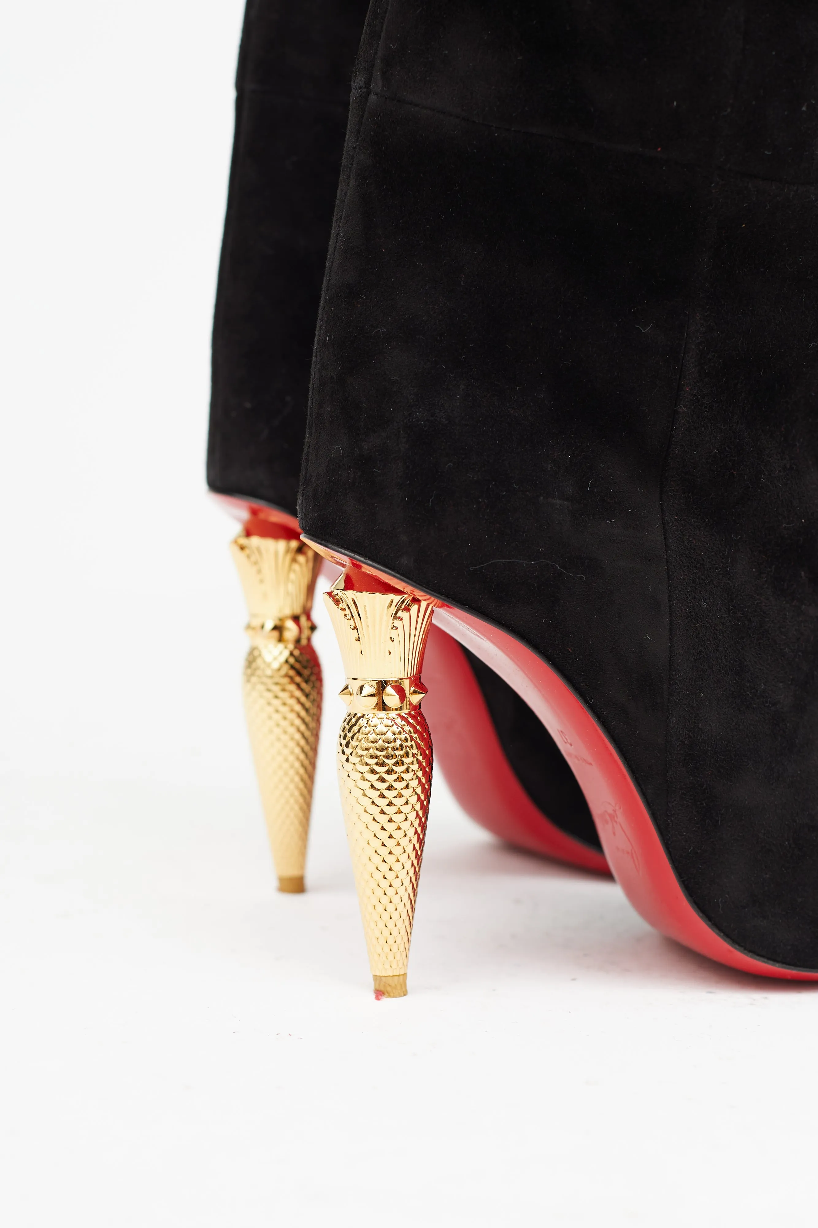 Black Suede & Gold Lipbotta Boot