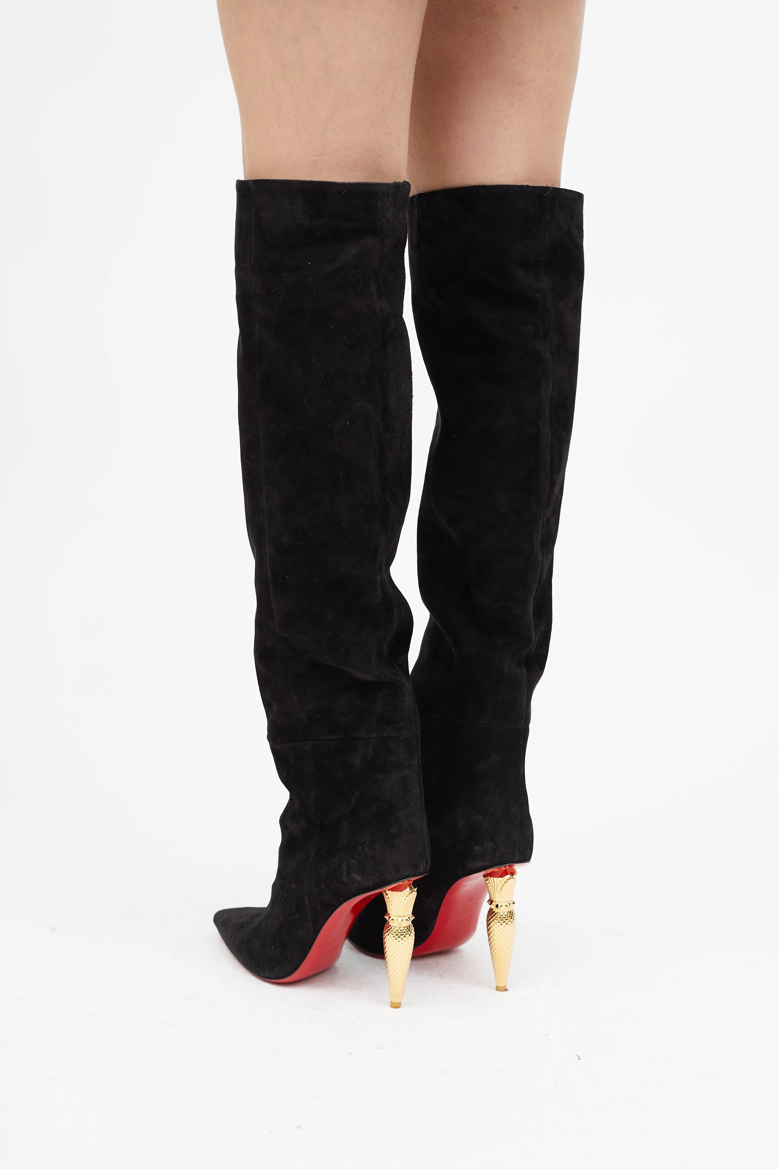 Black Suede & Gold Lipbotta Boot