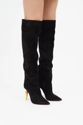 Black Suede & Gold Lipbotta Boot