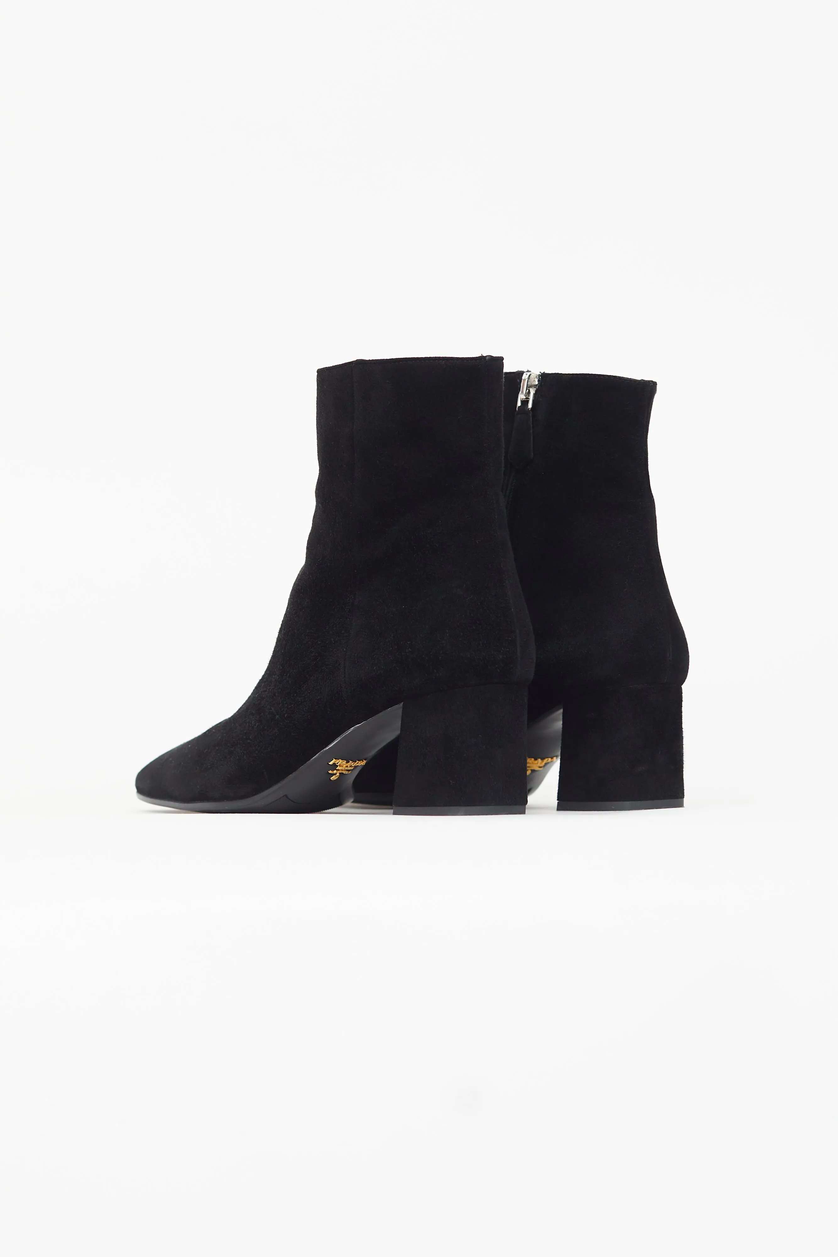 Black Suede Ankle Heeled Boot