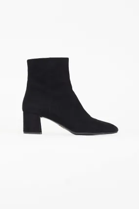 Black Suede Ankle Heeled Boot