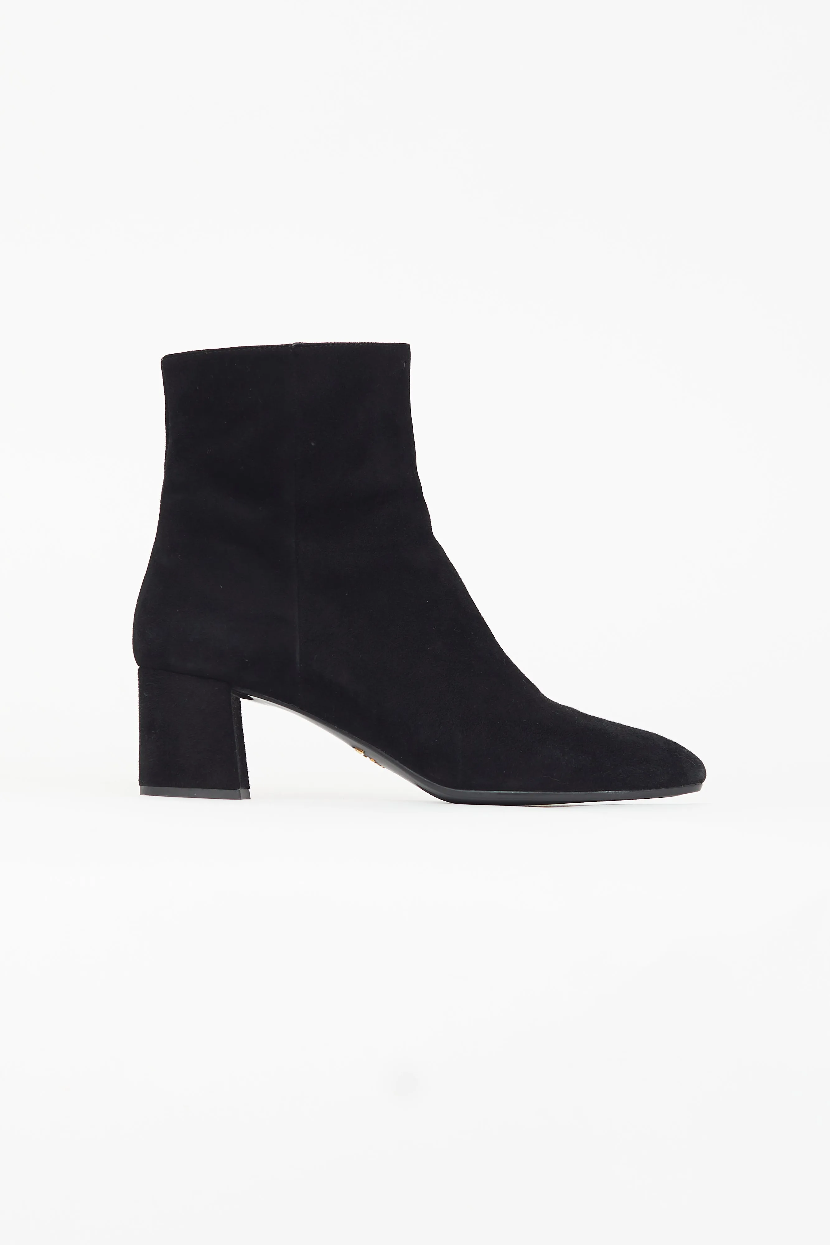 Black Suede Ankle Heeled Boot