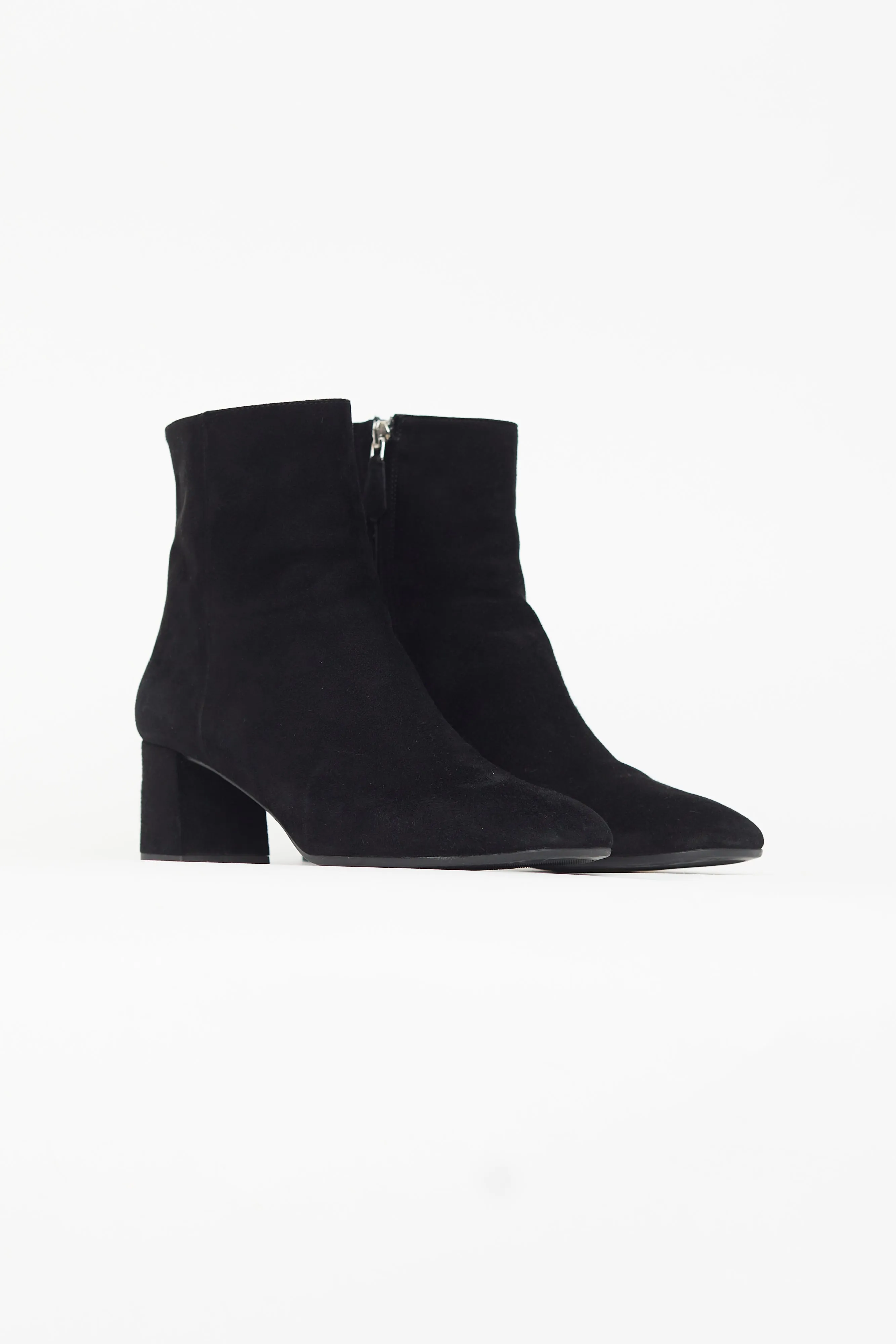 Black Suede Ankle Heeled Boot