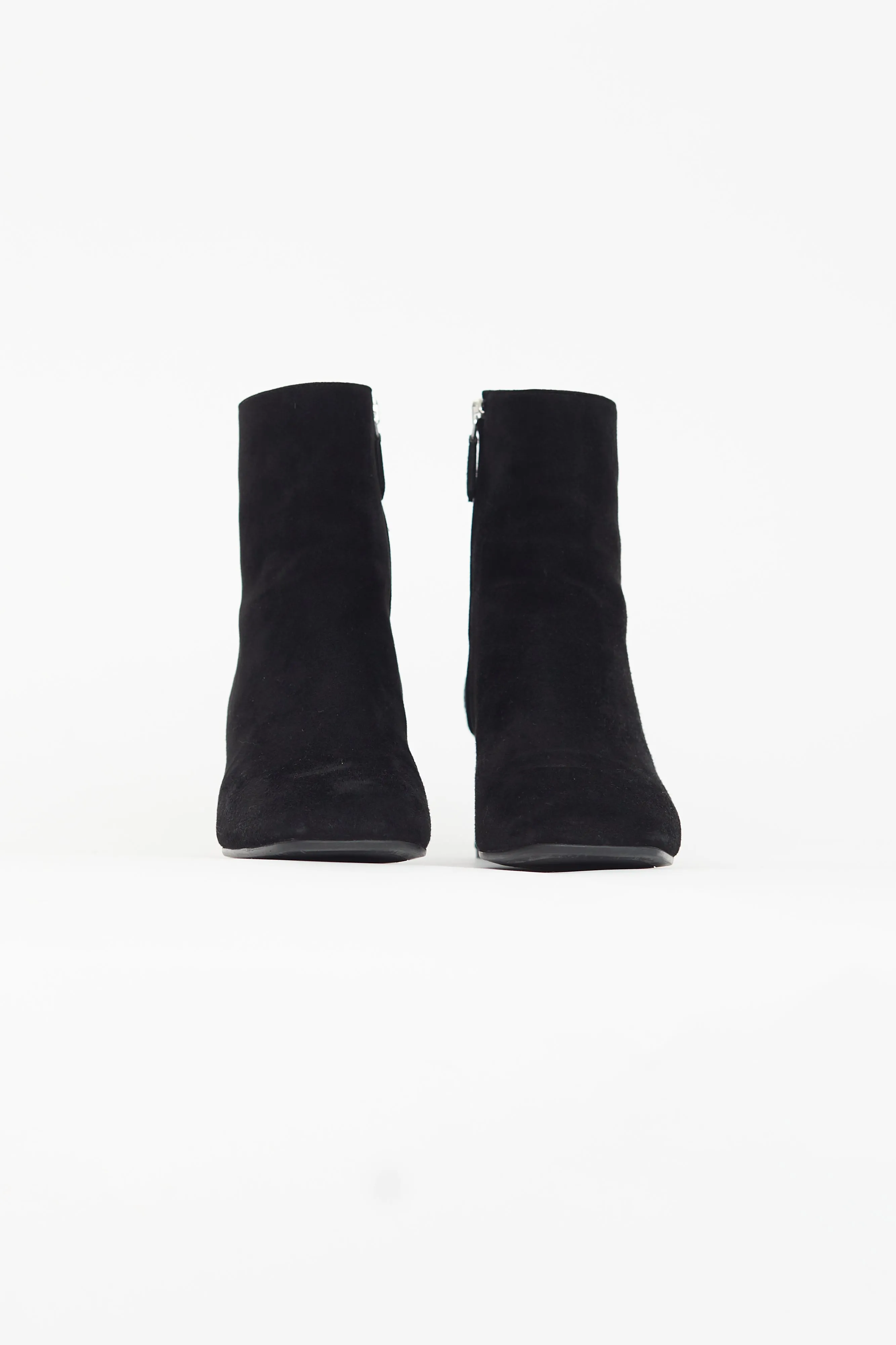 Black Suede Ankle Heeled Boot