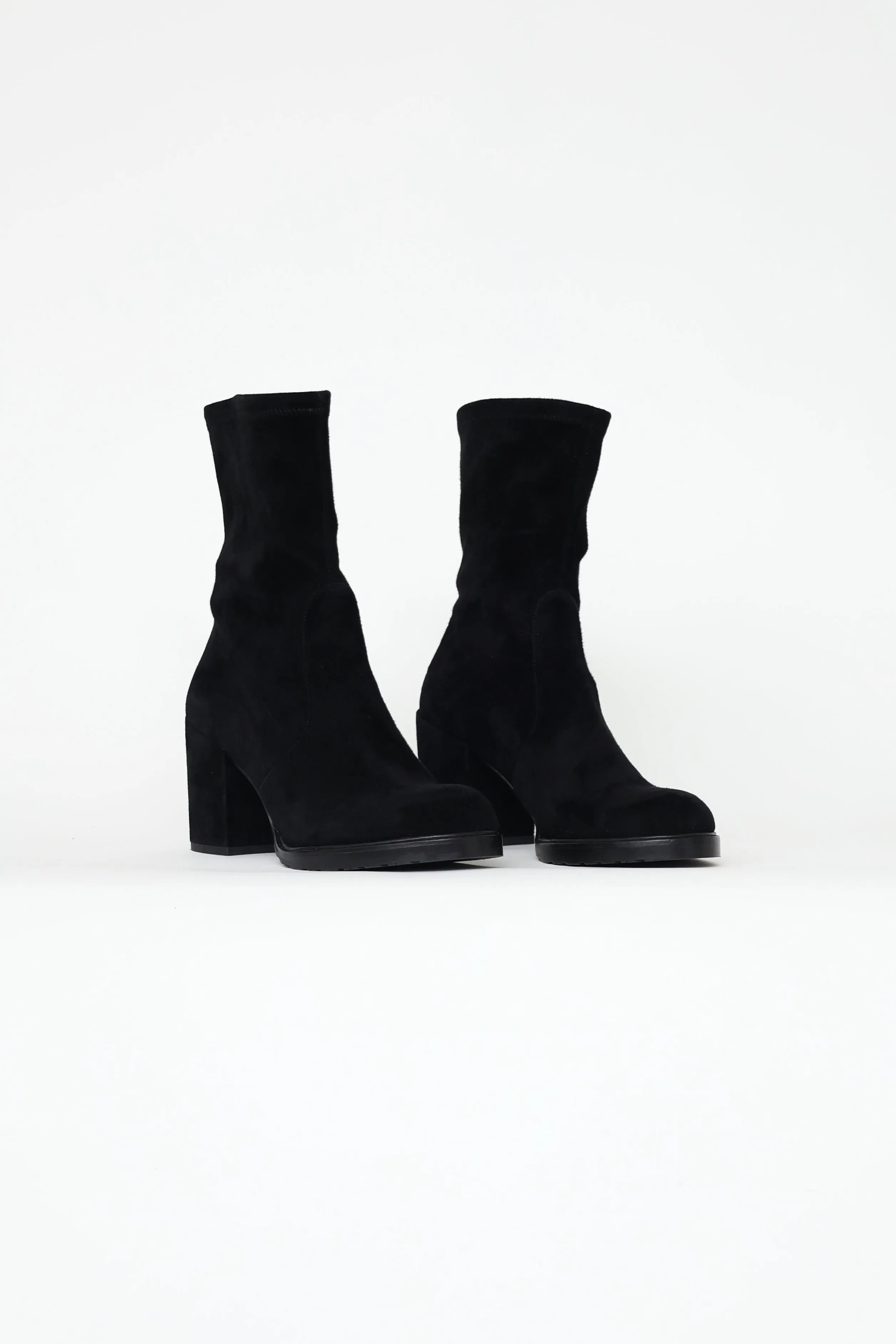 Black Suede Block Heel Boots