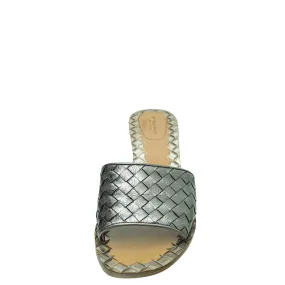 Bottega Veneta Metallic Grey Intrecciato Mules 40