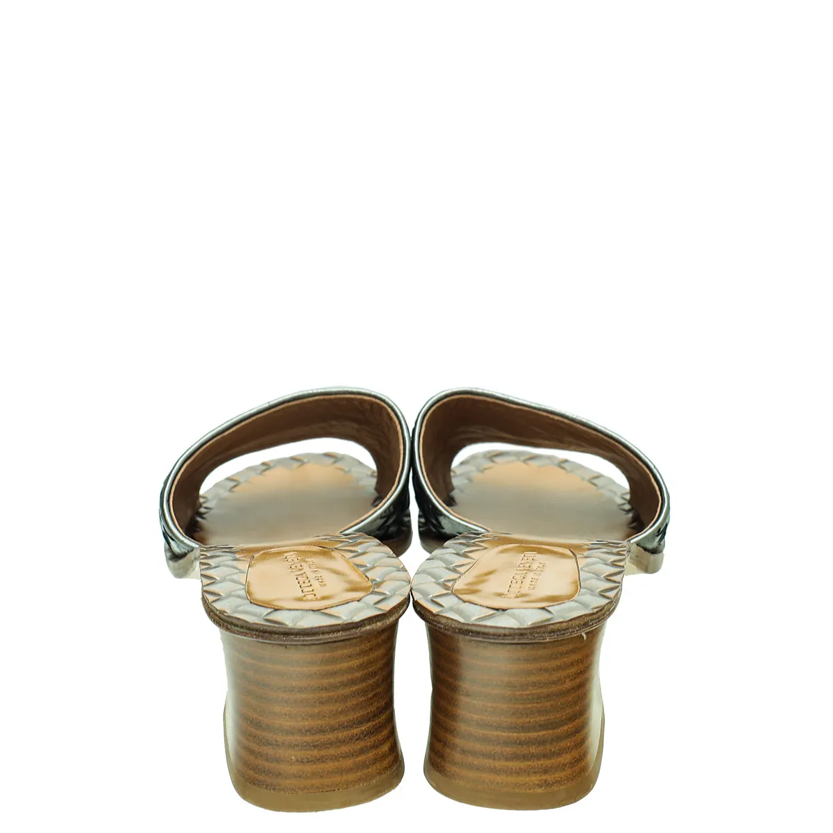 Bottega Veneta Metallic Grey Intrecciato Mules 40