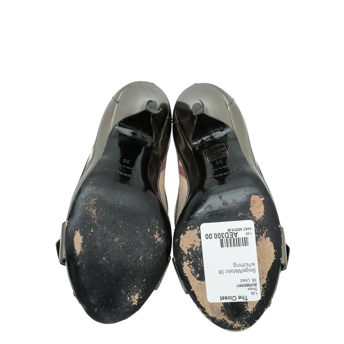 Burberry Bicolor Peep toe Nova check Pumps 38