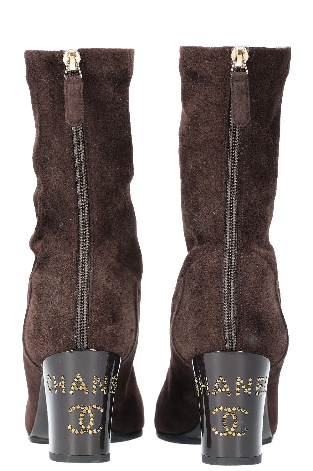 CHANEL Cocomark Boots Suede Brown