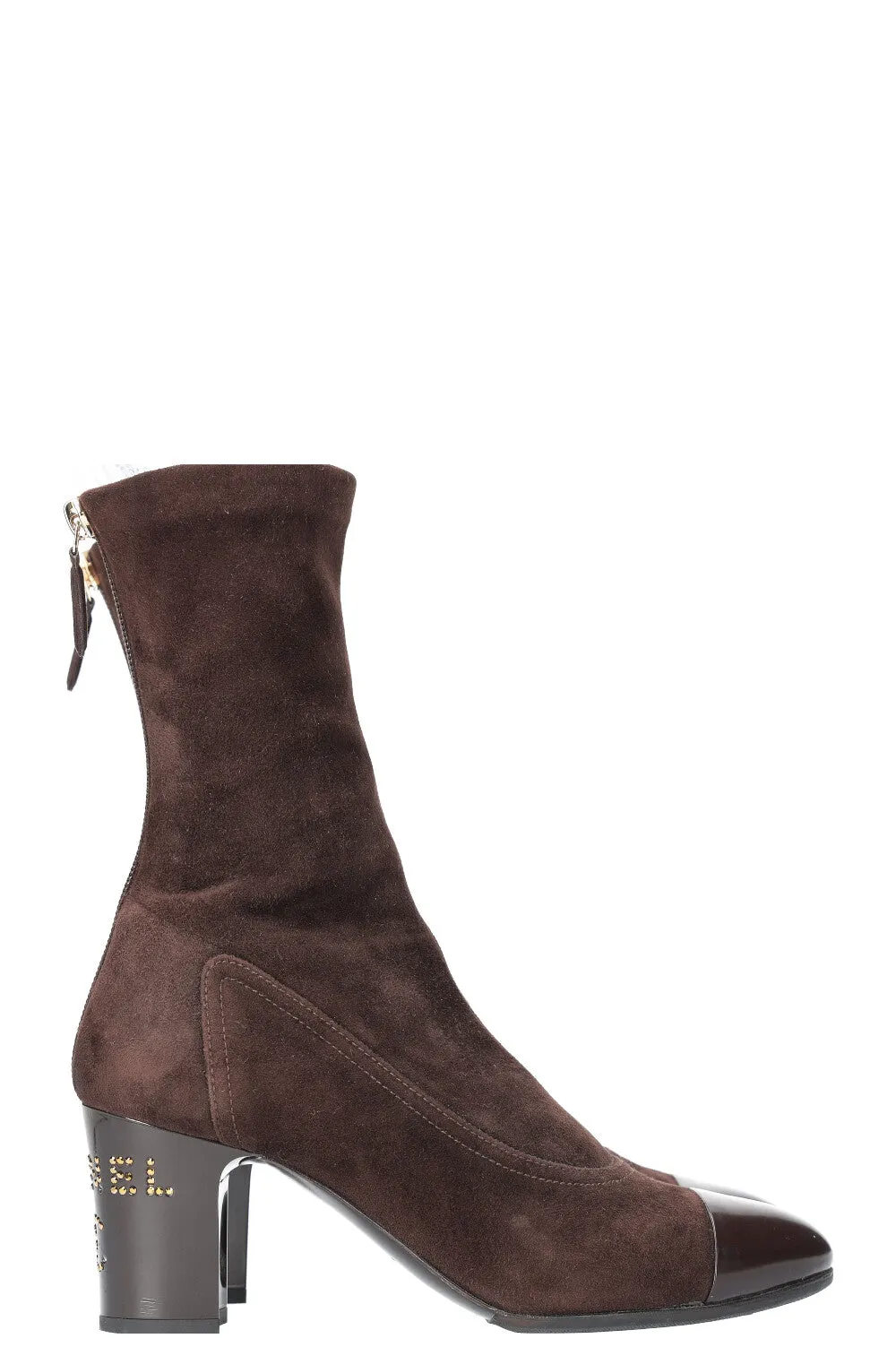 CHANEL Cocomark Boots Suede Brown
