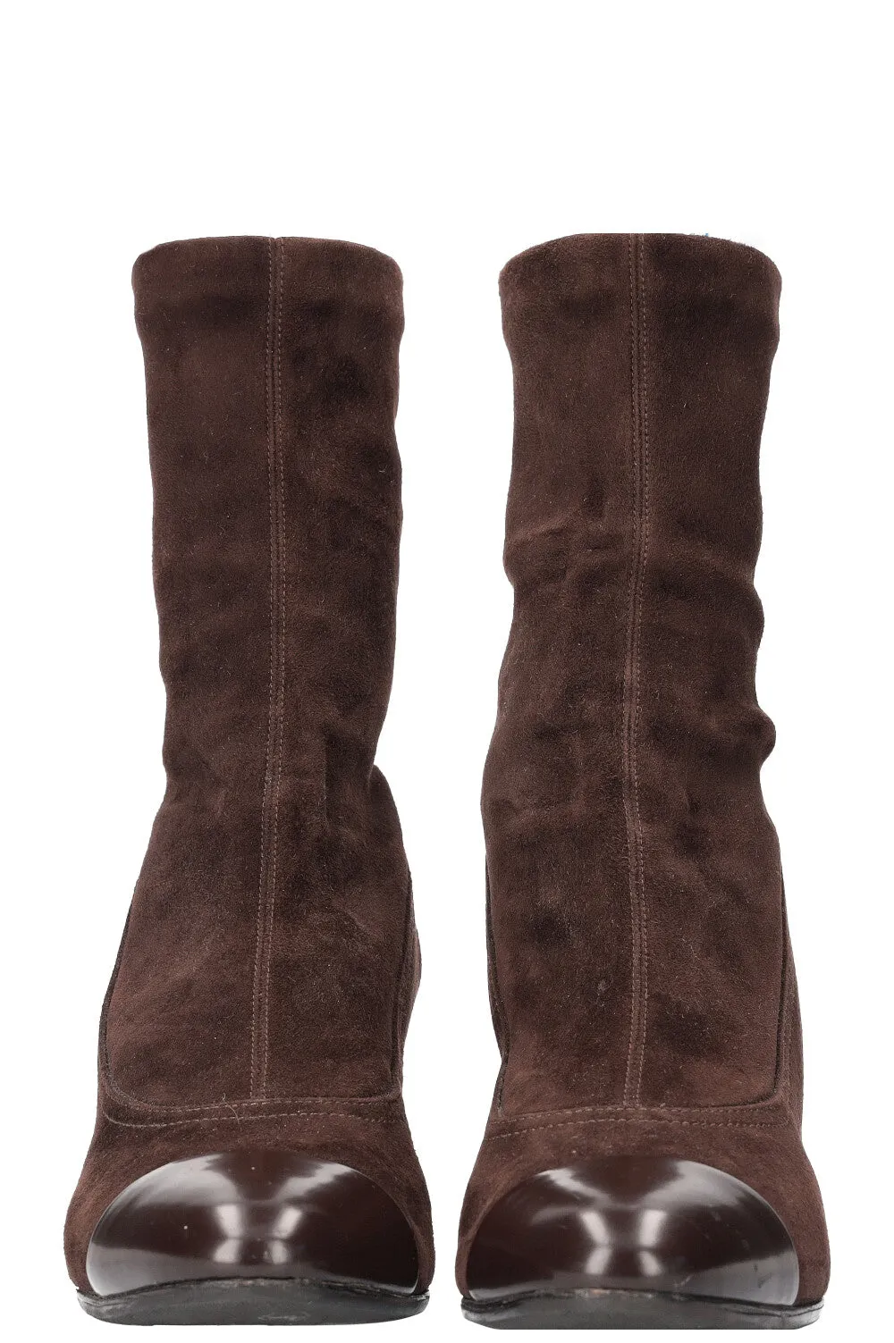 CHANEL Cocomark Boots Suede Brown