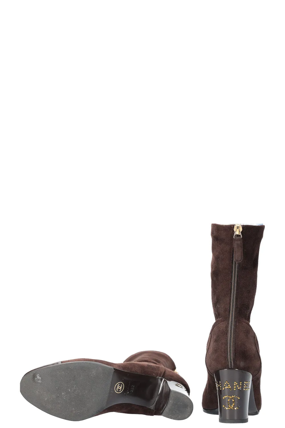 CHANEL Cocomark Boots Suede Brown