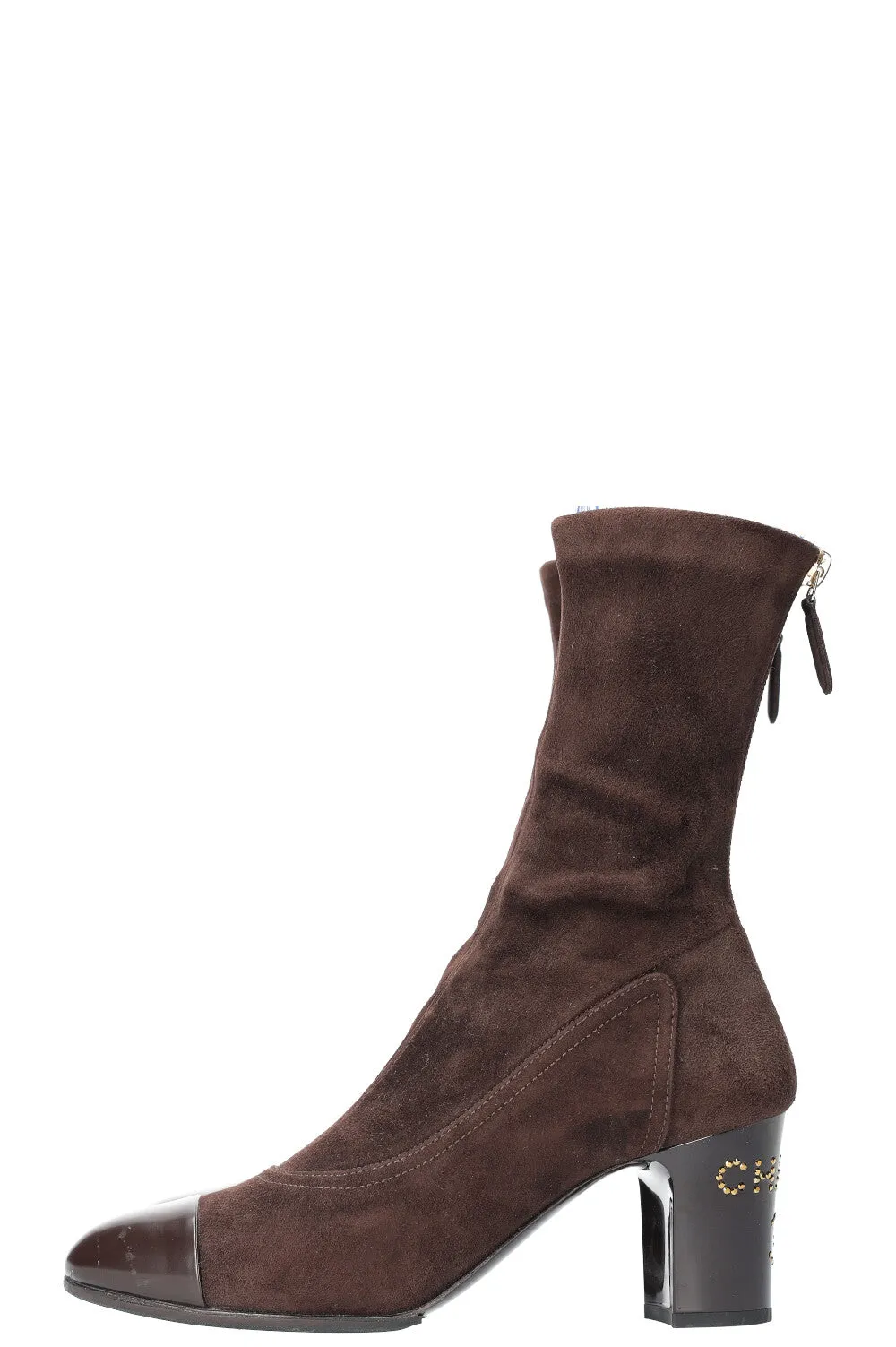 CHANEL Cocomark Boots Suede Brown