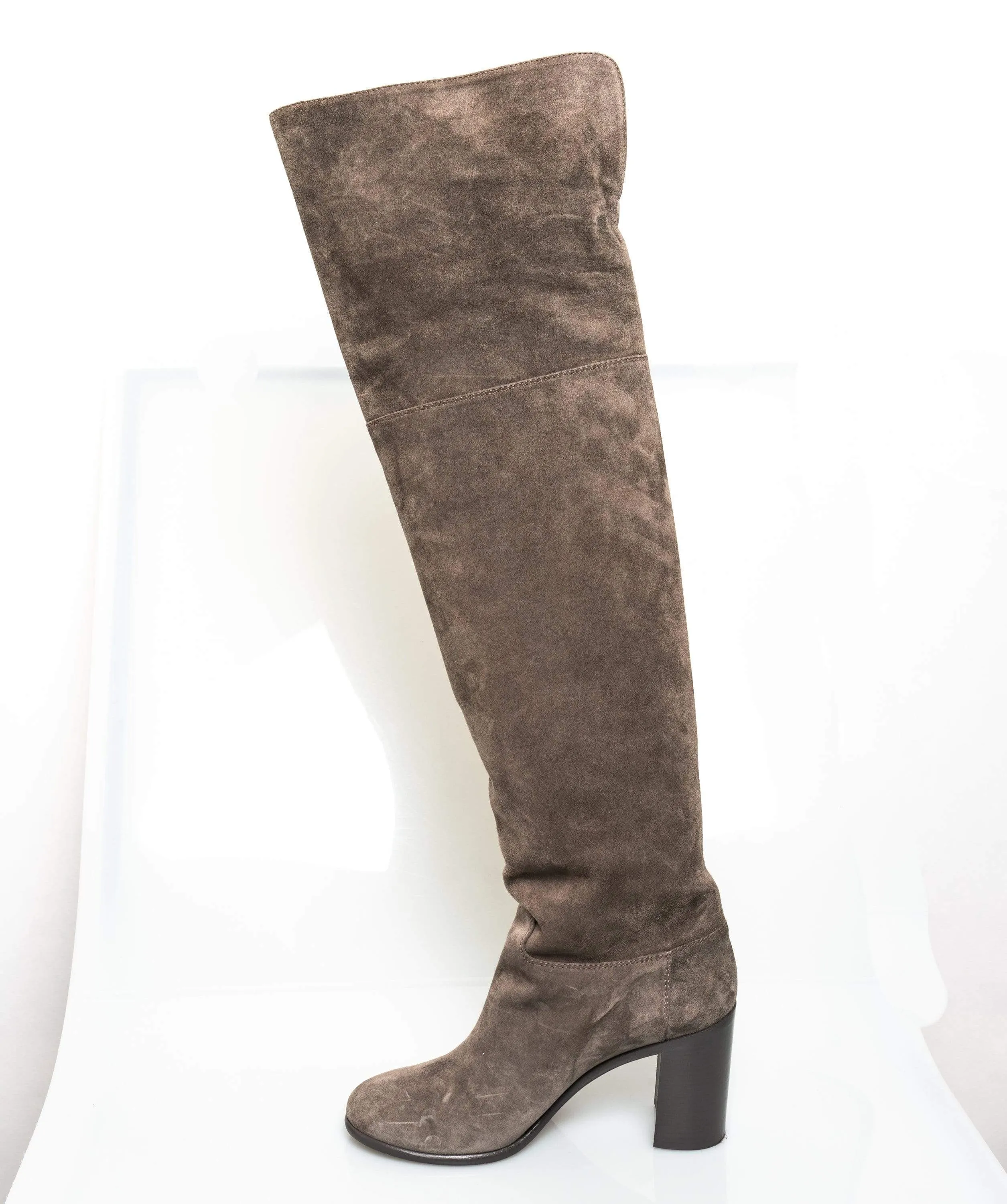 Chanel Grey Suede Knee High boots size 40- ASC1128