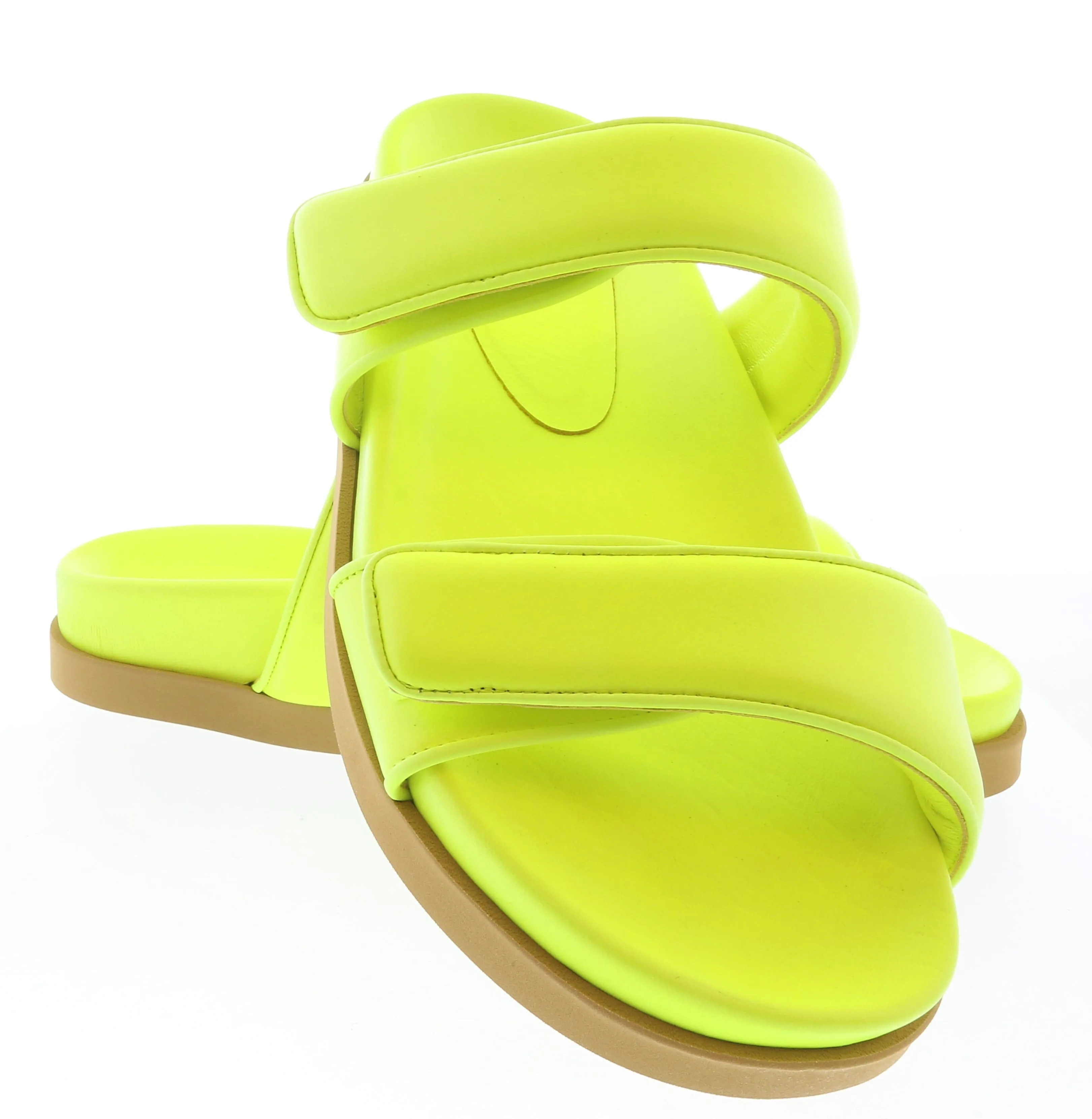 Gia Borghini Acid Lime Gia x Pernille Double Strap Leather Slides