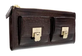J&C J11-012 MORO Brown Zippered  Large Wallet