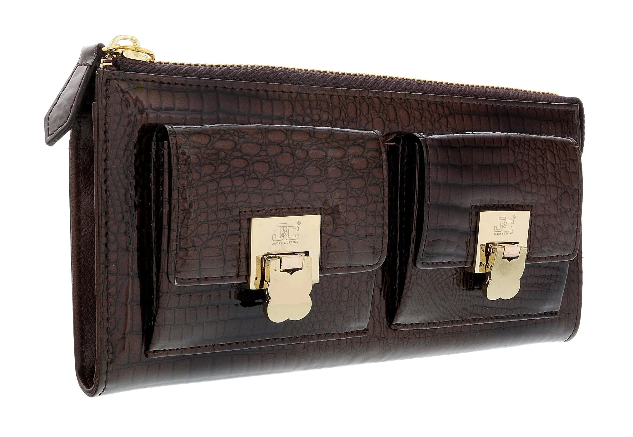 J&C J11-012 MORO Brown Zippered  Large Wallet