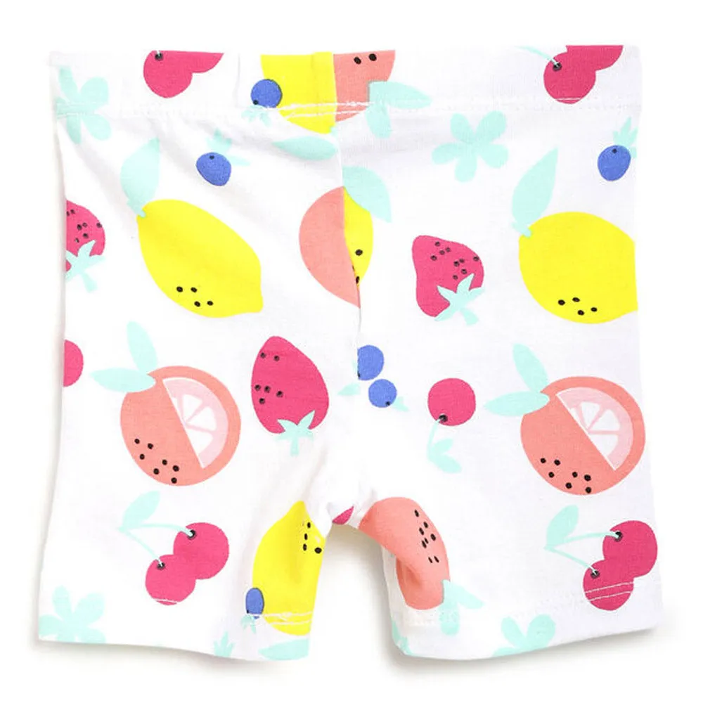 Pink Fruit Theme Top With White Shorts