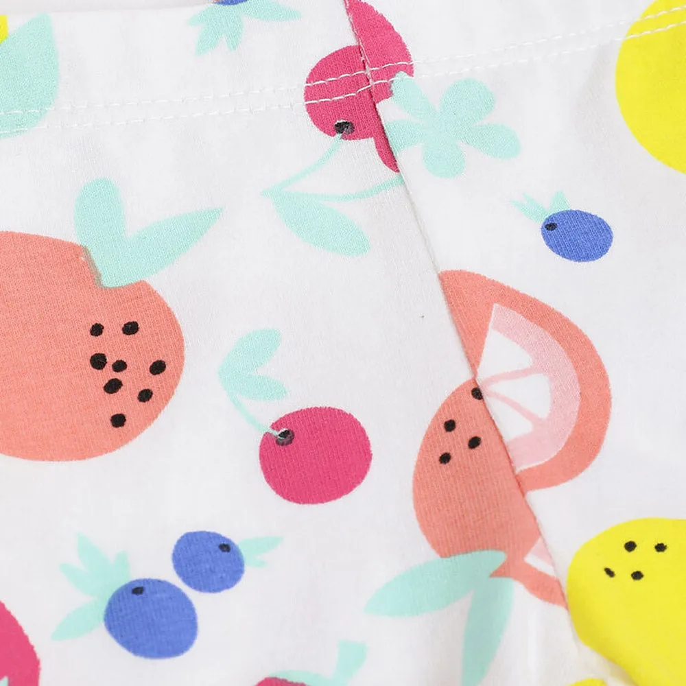 Pink Fruit Theme Top With White Shorts