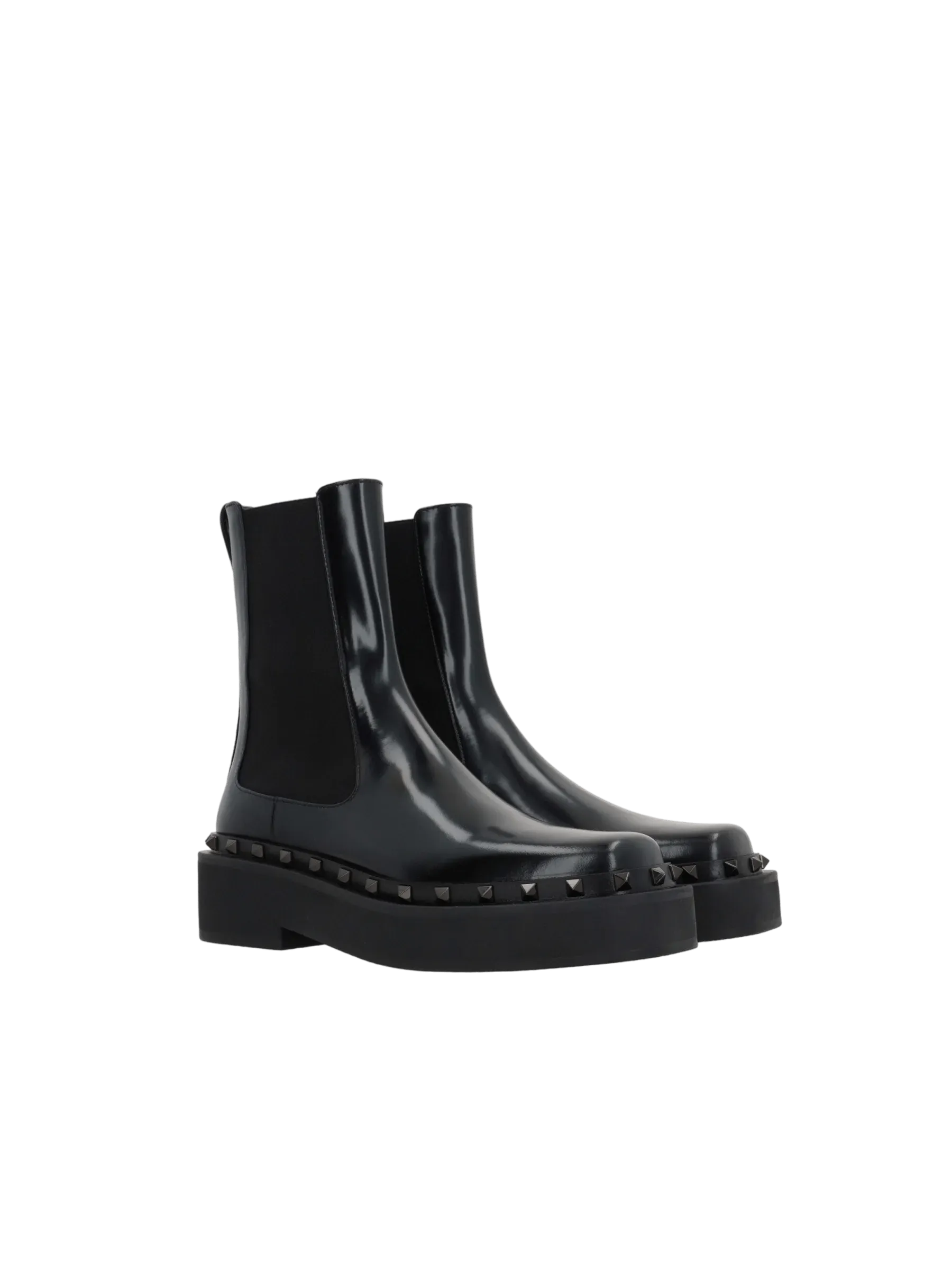 Rockstud Leather Ankle Boots