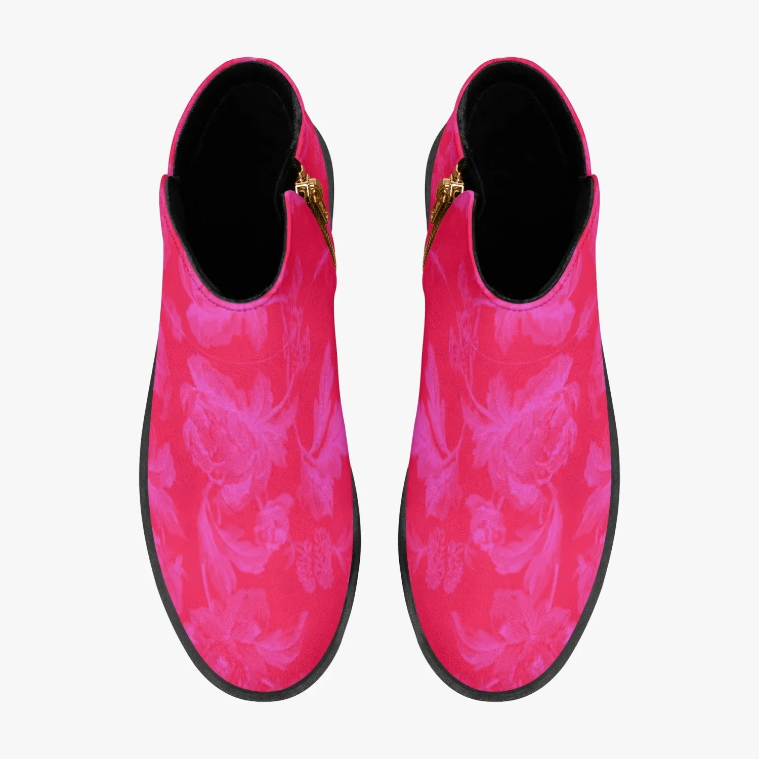 Sixty Eight 93 Logo White Floral Red & Pink Suede Zipper Boots