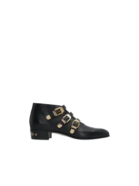 Smooth Buckle Leather Boots
