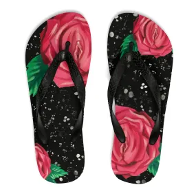 Unisex Flip Flops / Slippers - Vagina Roses