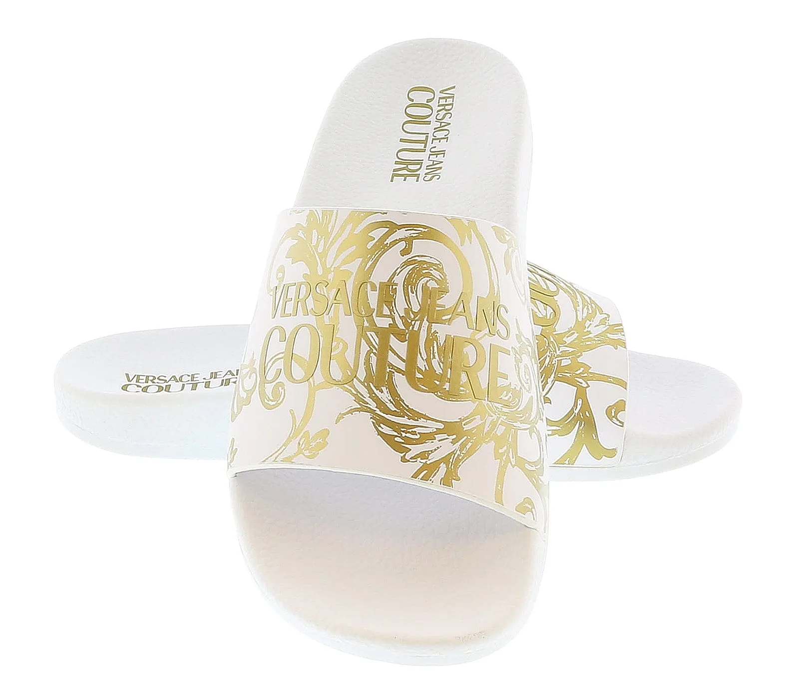 Versace Jeans Couture White Baroque Fashion Beach Slide-