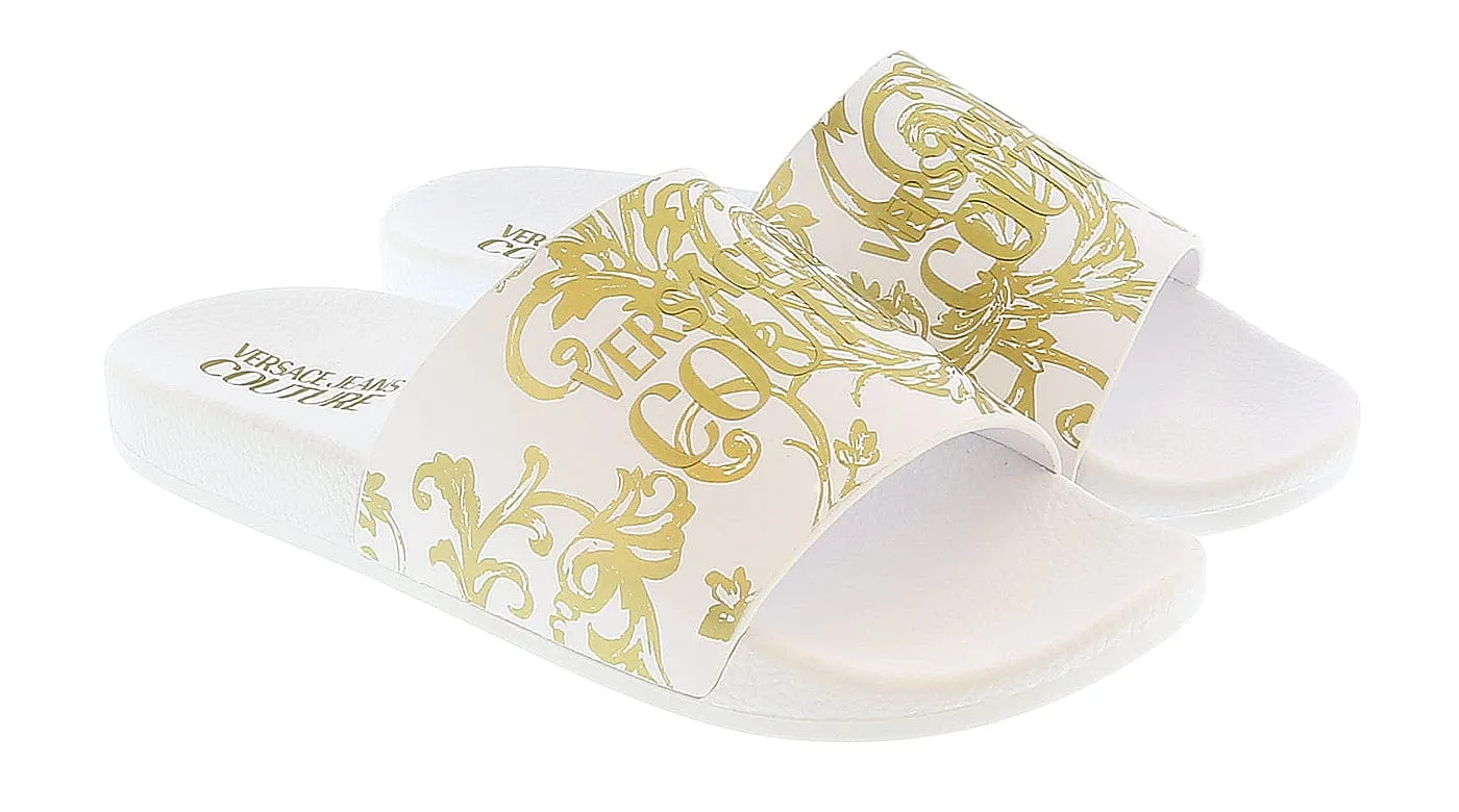 Versace Jeans Couture White Baroque Fashion Beach Slide-